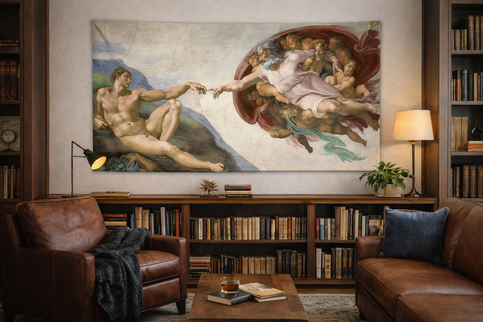 Michelangelo - Ademin Yaratılışı Duvar Örtüsü