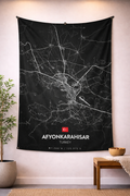 Afyonkarahisar Şehir Haritası Duvar Örtüsü