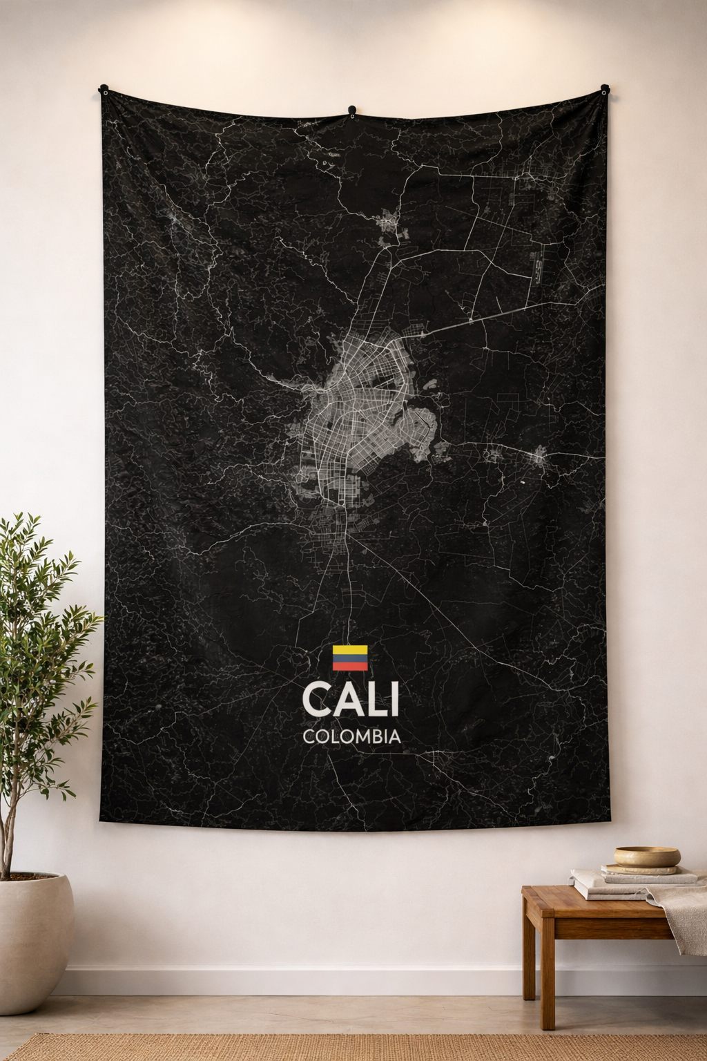 Cali Şehir Haritası Duvar Örtüsü