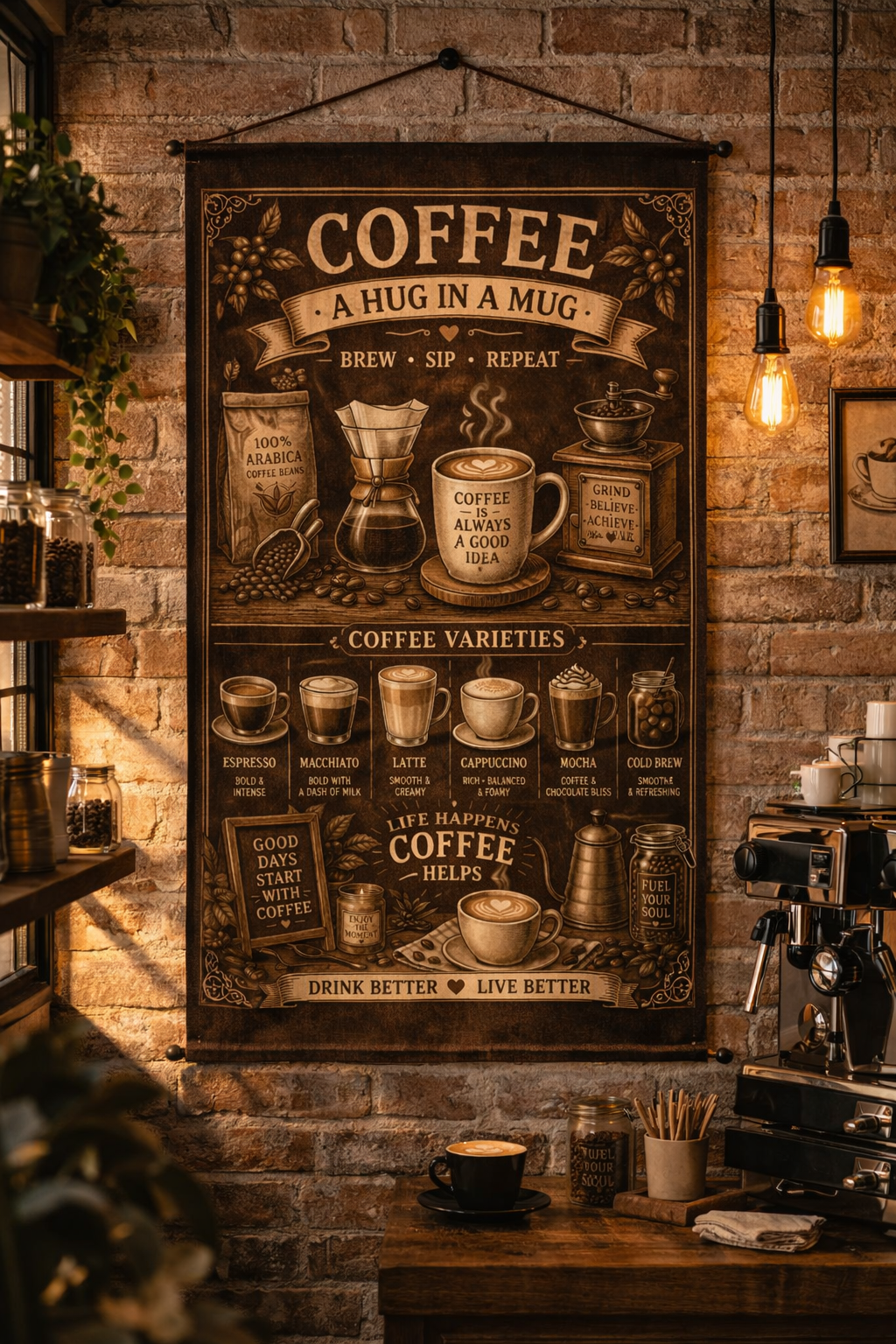 Coffee – A Hug In A Mug Duvar Örtüsü