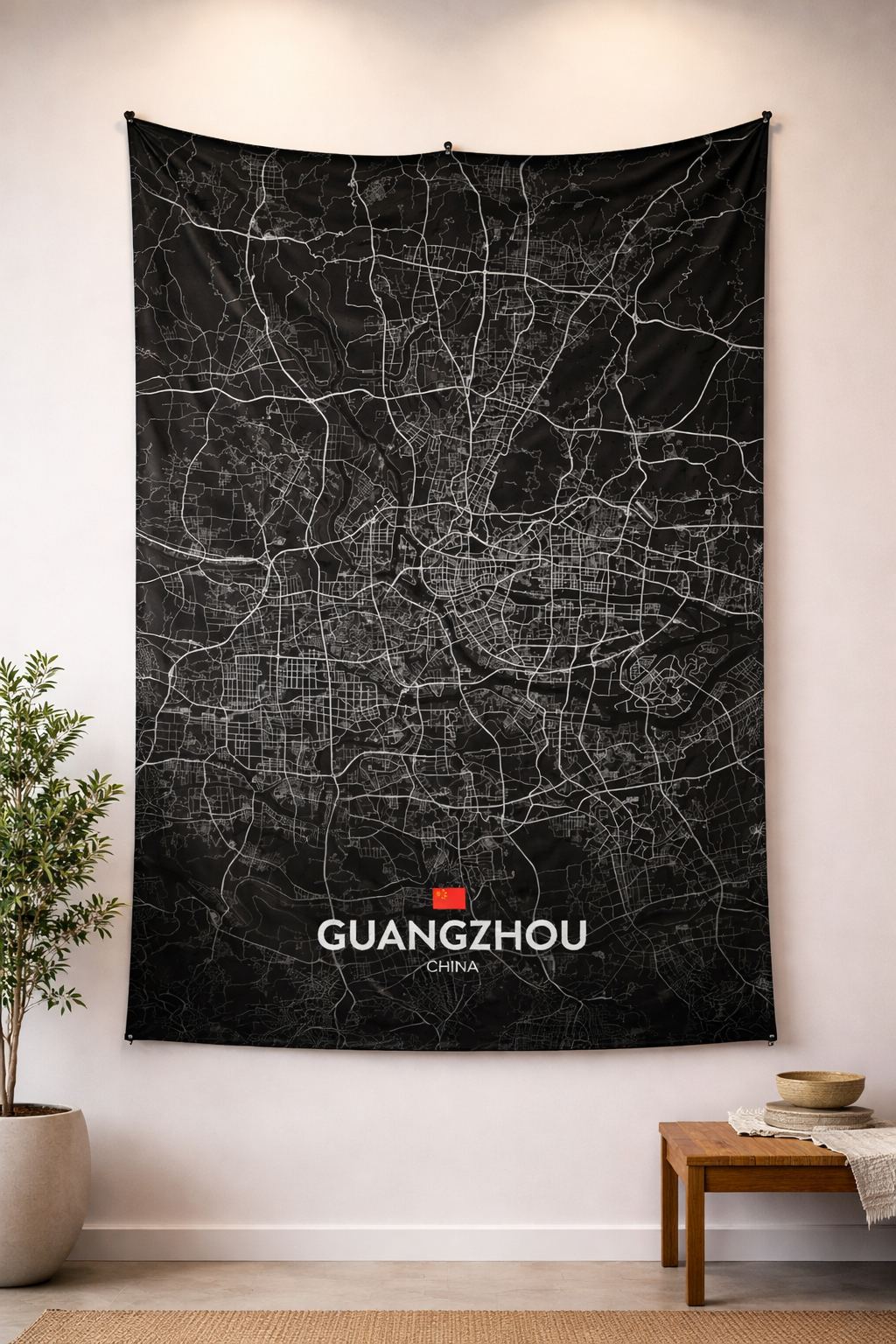 Guangzhou Şehir Haritası Duvar Örtüsü