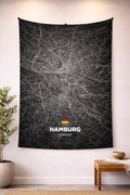 Hamburg Şehir Haritası Duvar Örtüsü