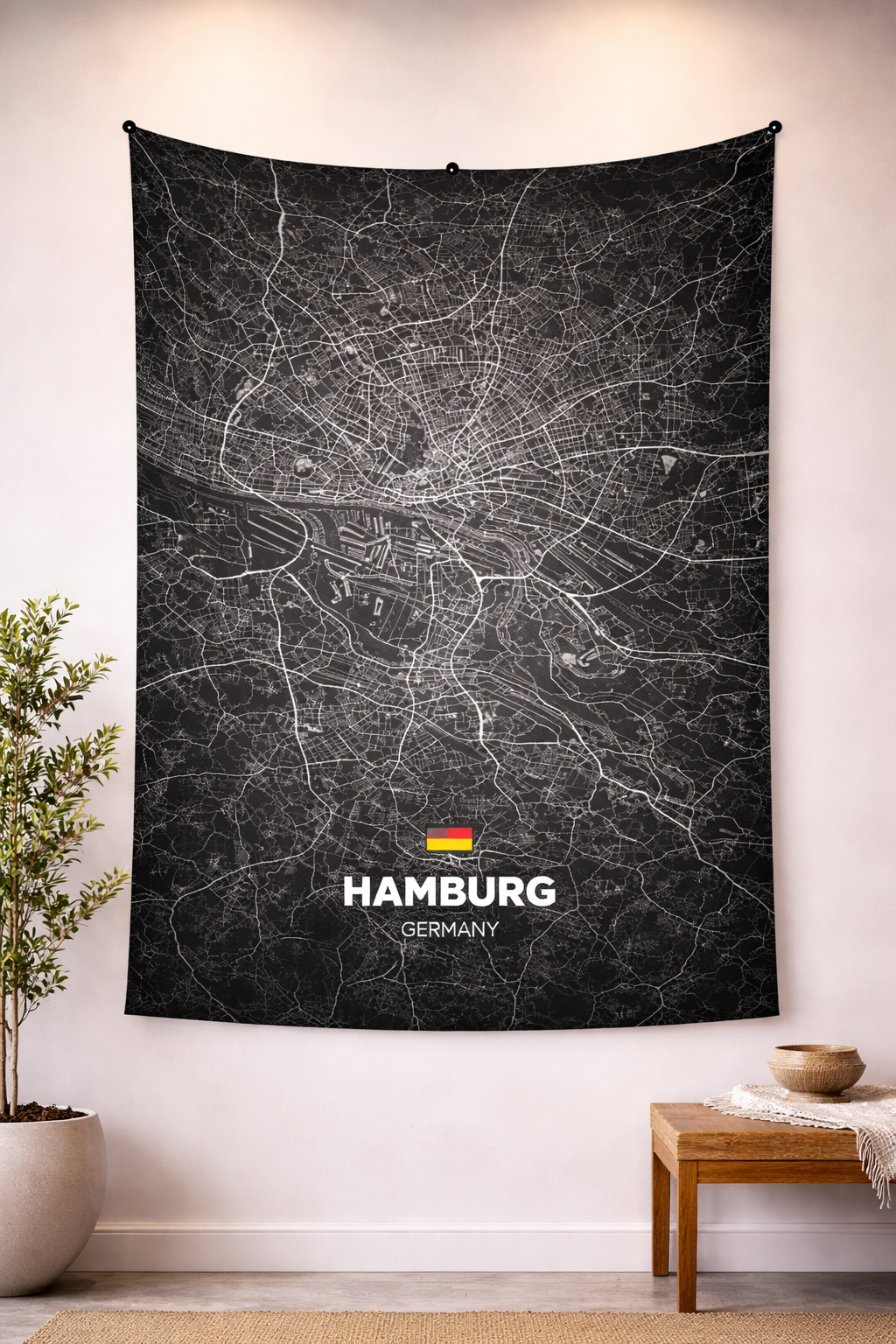 Hamburg Şehir Haritası Duvar Örtüsü