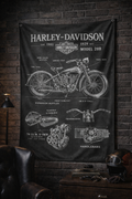 Harley Davidson Model 28B Chalkboard Duvar Örtüsü