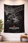 Hong Kong Şehir Haritası Duvar Örtüsü