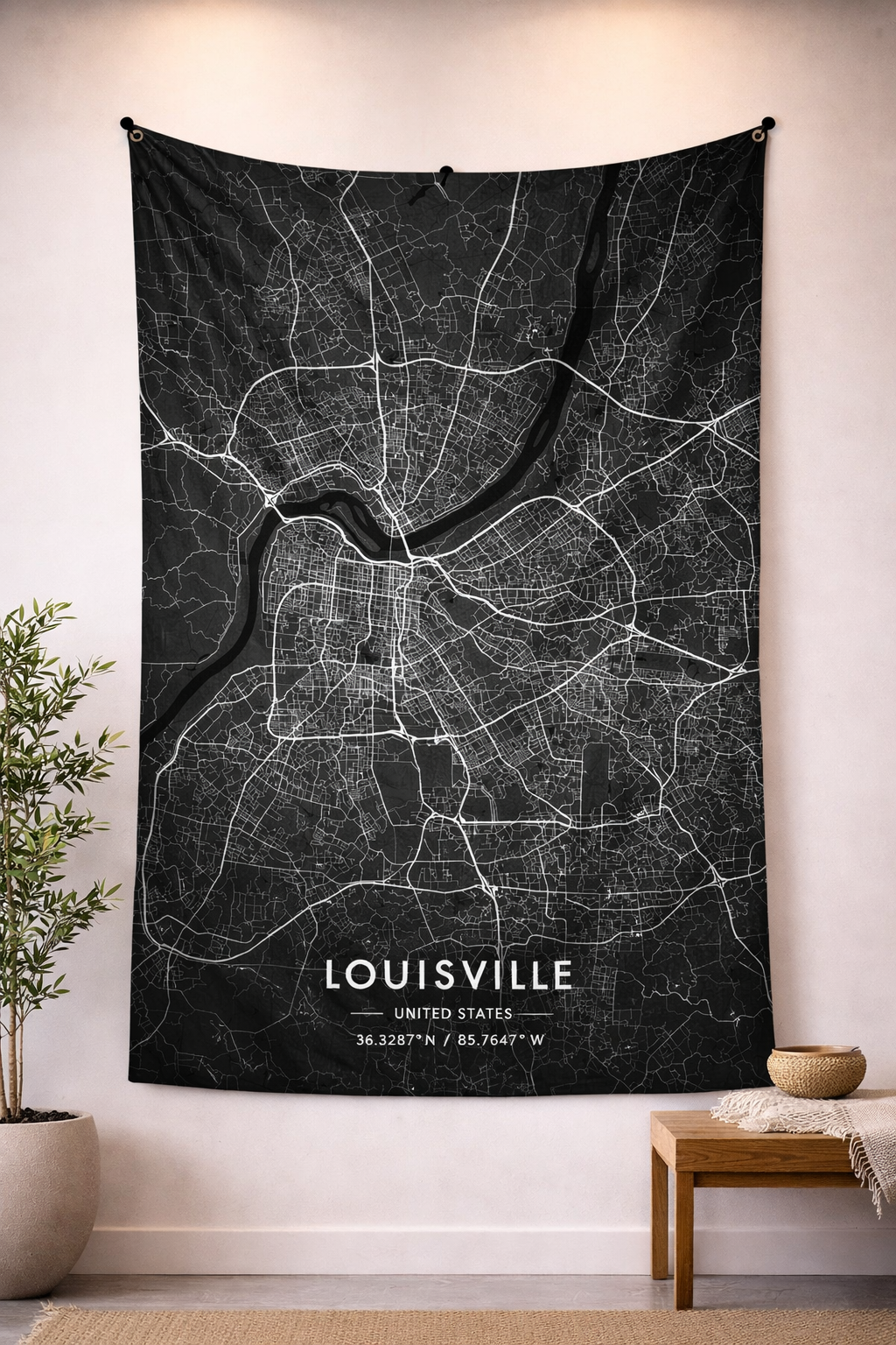 Louisville Şehir Haritası Duvar Örtüsü