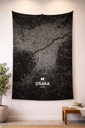 Osaka Şehir Haritası Duvar Örtüsü