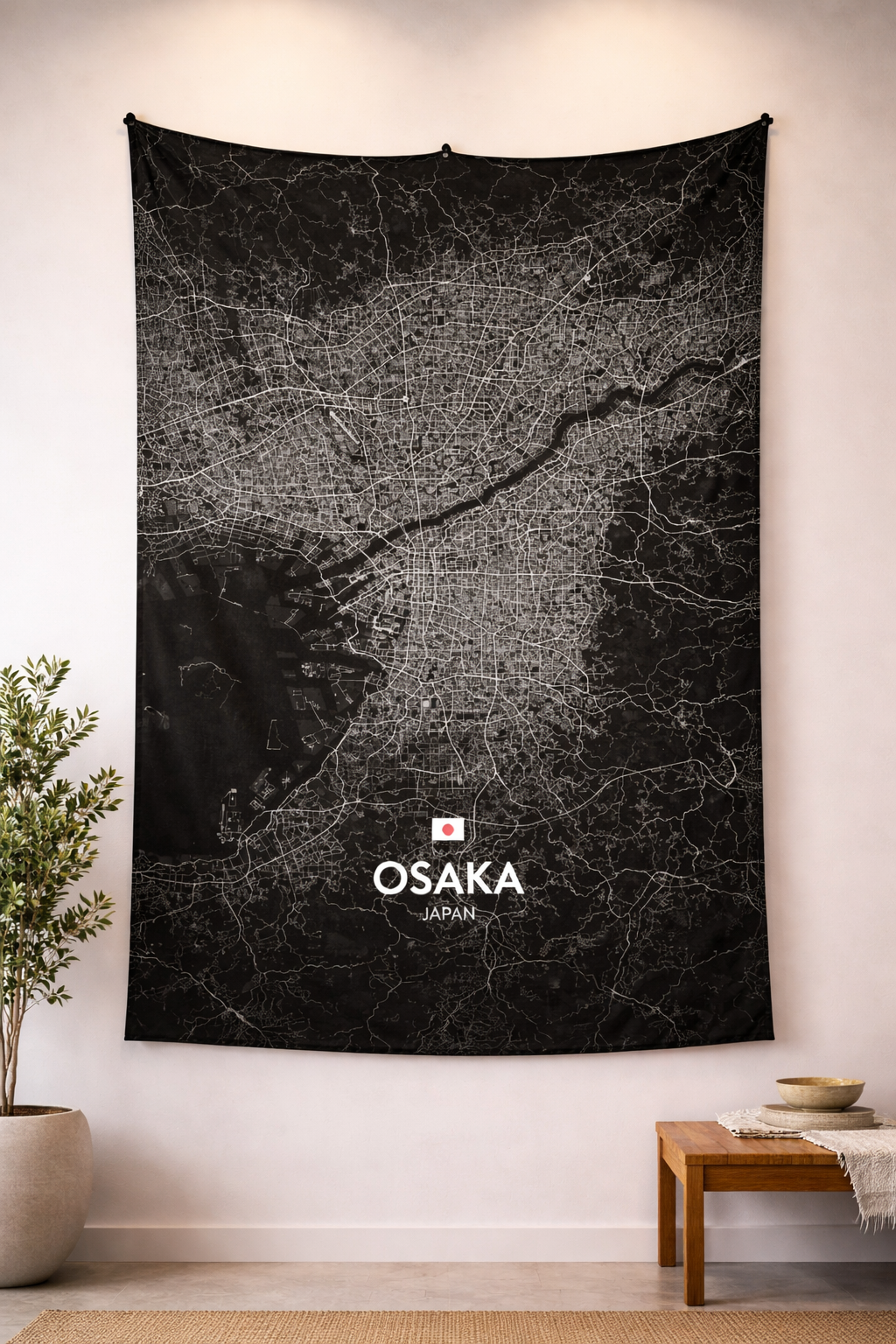 Osaka Şehir Haritası Duvar Örtüsü