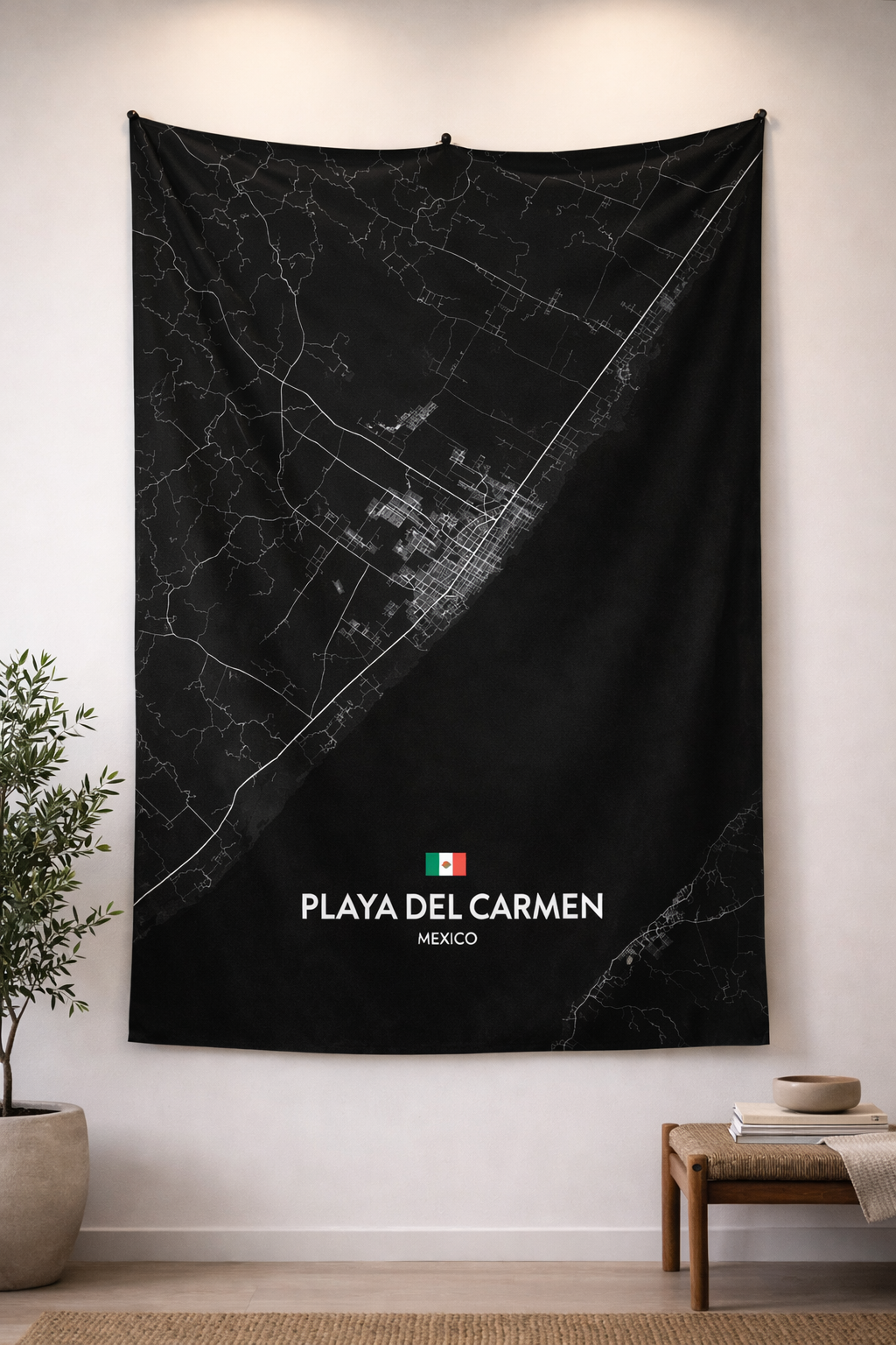 Playa del Carmen Şehir Haritası Duvar Örtüsü