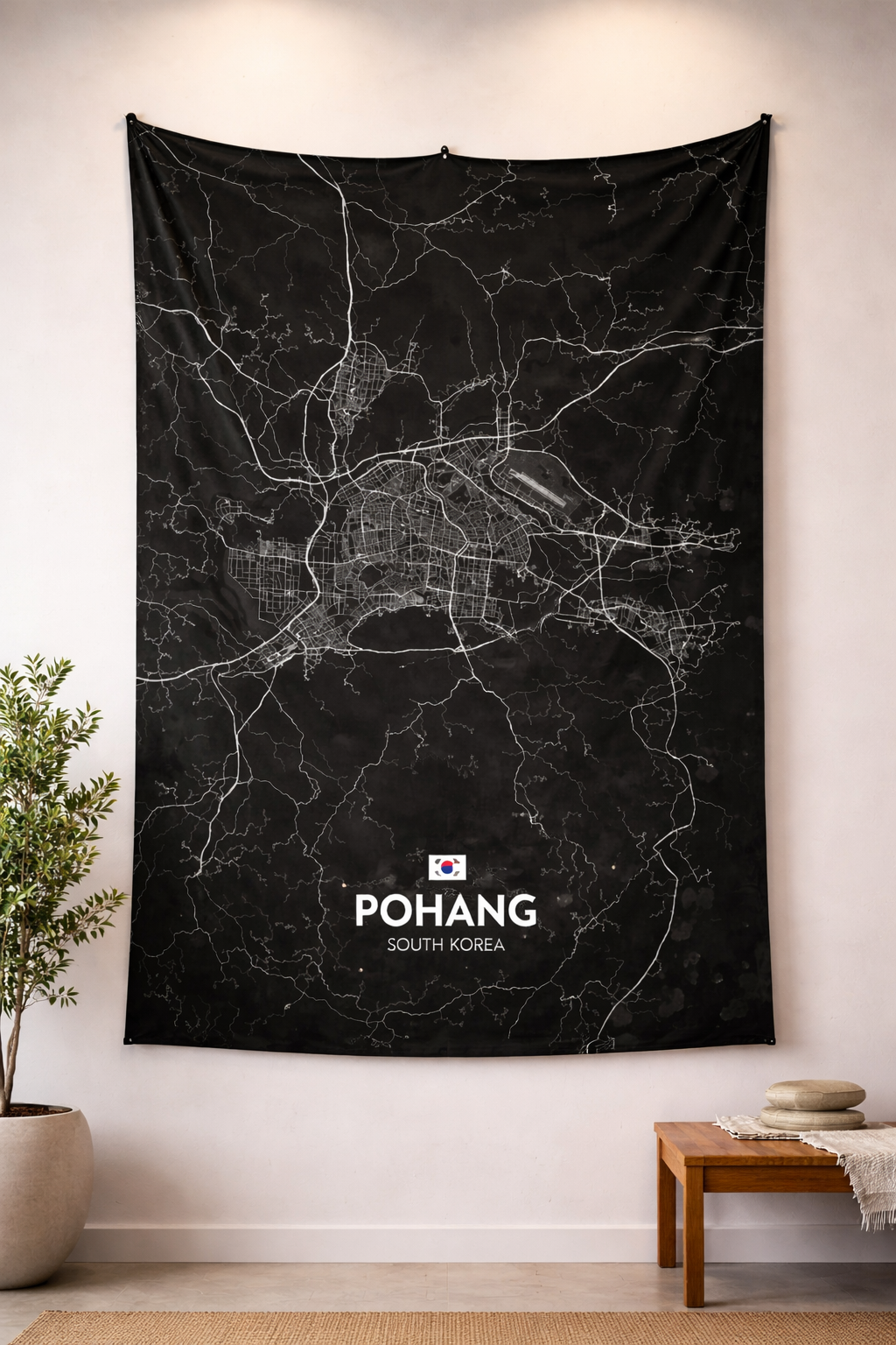 Pohang Şehir Haritası Duvar Örtüsü