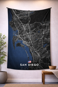 San Diego Şehir Haritası Duvar Örtüsü