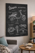 Vespa Scooter Chalkboard Duvar Örtüsü