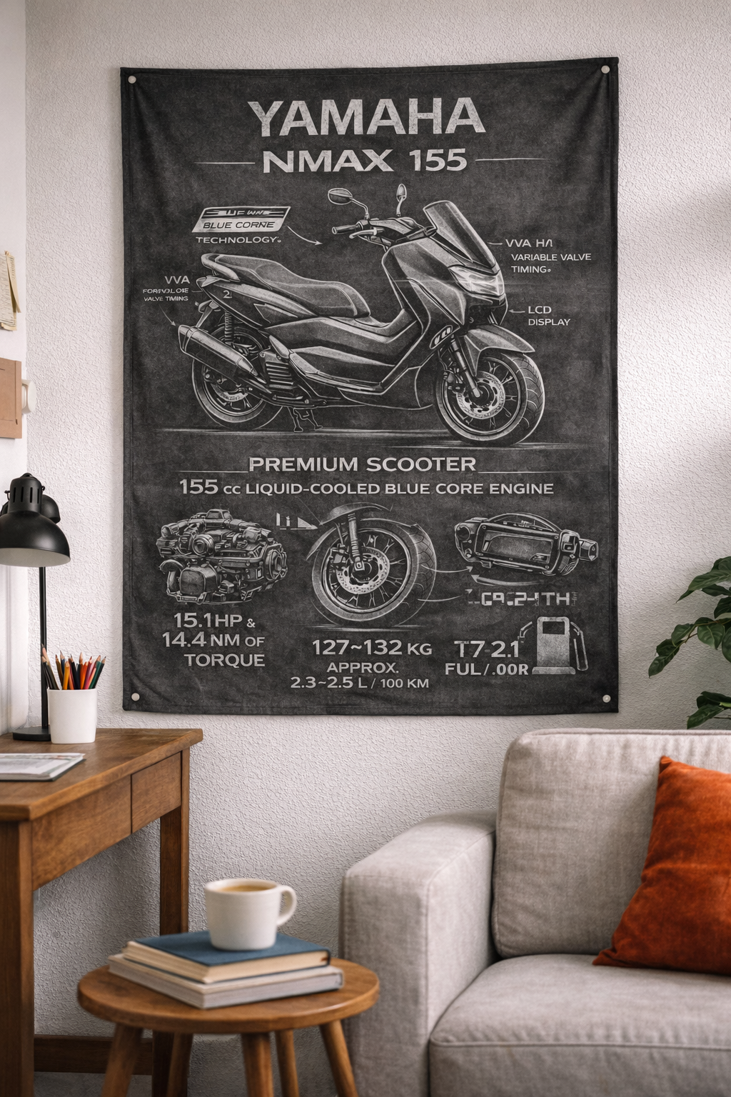 Yamaha NMAX 155 Chalkboard Duvar Örtüsü