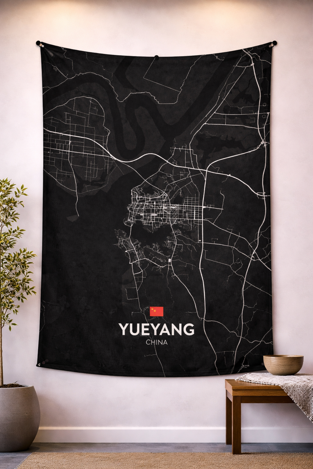Yueyang Şehir Haritası Duvar Örtüsü